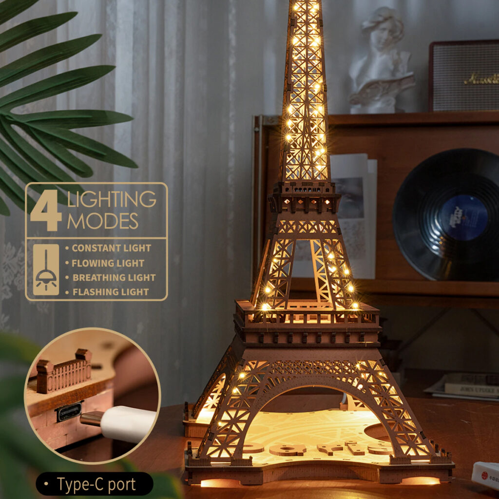 Night of the Eiffel Tower 3D Wooden Puzzle TGL01 Mô hình Deer Store