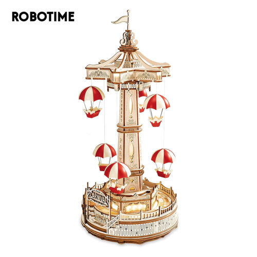 Parachute Tower DIY Music Box 3D Wooden Puzzle EA01.  Mô hình Deer Store
