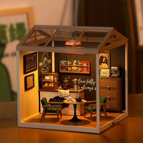 Rolife Super Creator Daily Inspiration Cafe Plastic DIY Miniature House Kit DW001 Mô hình Deer Store