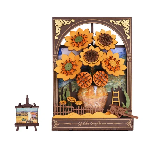 Golden Sunflower Wall Art 3D Wooden Puzzle TH002 Mô hình Deer Store